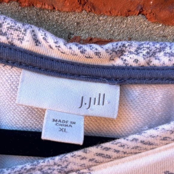 J. Jill Womens XL White Blue Buffalo Check Plaid Boxy Zipper Sweater - Picture 5 of 9